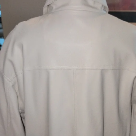 Oversized Cream Coat Faux Leather with Black Buttons - Picture 10 of 12